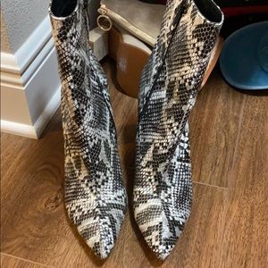 Snakeskin booties - size 9.5